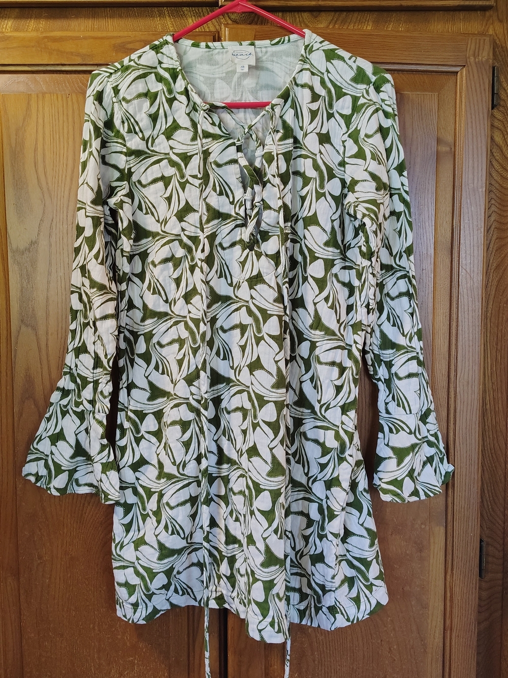 Loft Beach Swirl Gauze Lace Up Swimsuit Cover Up Green & White Floral Size XS